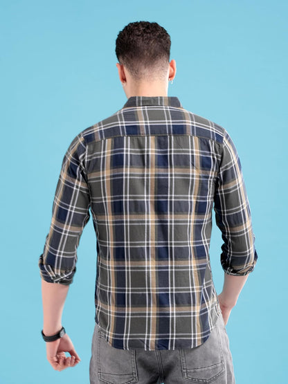 The Indian Garage Co Men's Cotton Slim Fit Checkered