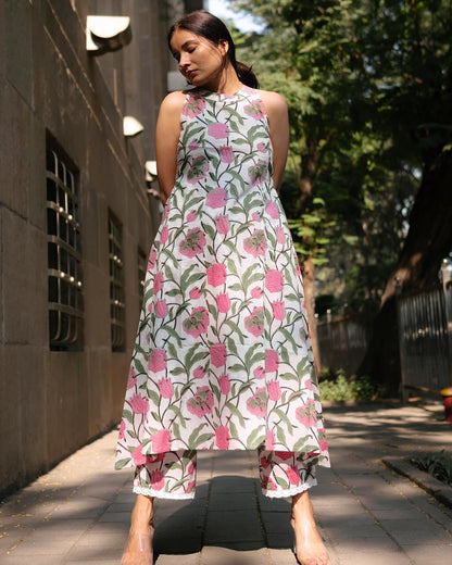 Women's Rayon Blend Straight Block Printed Kurta & Pant