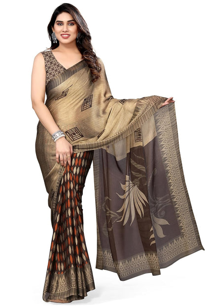 FASHION Women's  Floral Printed Saree with Blouse Piece