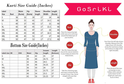 GoSriKi Women's Cotton Blend Floral Straight