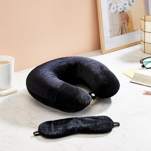 amazon basics Travel Neck Pillow | Soft Velvet Fabric