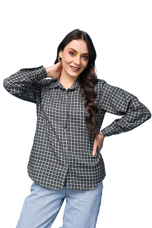 POPWINGS Casual Checks Print Shirt for Women