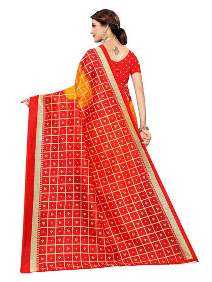 SIRIL Women'S Poly Silk Bandhani Saree With Blouse