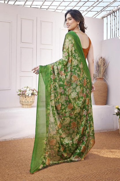 Floral Printed Saree with Blouse Piece