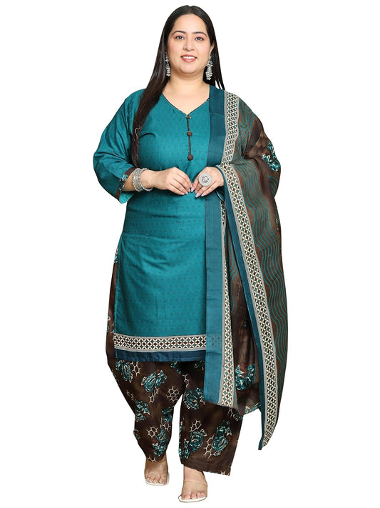 Royal Export Women's Floral Printed Beige Cotton Blend