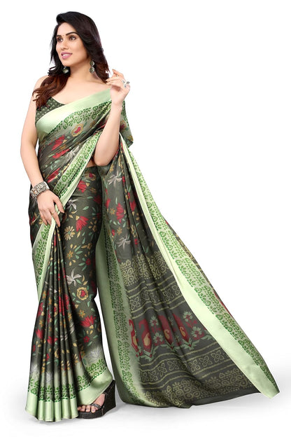 Women's Stylish Chiffon  Print Saree with Blouse Piece