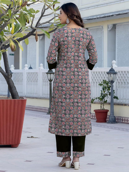 Women's Crepe Printed Kurta with Pant and Dupatta Set