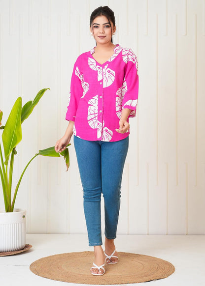Lamenda Fashions Floral Printed Shirt Style Top