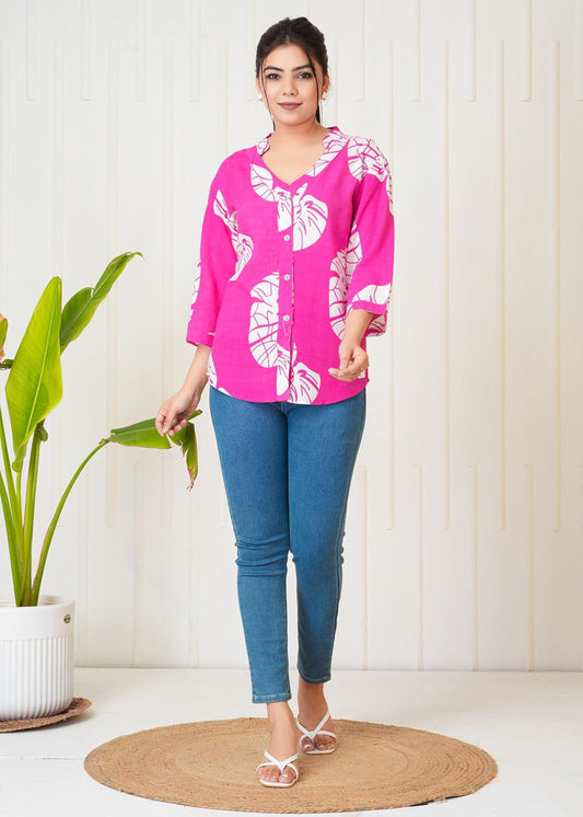 Lamenda Fashions Floral Printed Shirt Style Top
