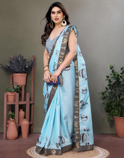 Yashika Women's Printed Kalamkari Art Silk Saree