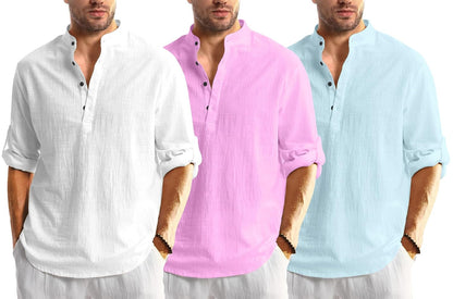 Men Solid Cotton Blend Straight Kurta Shirt Pack of 2