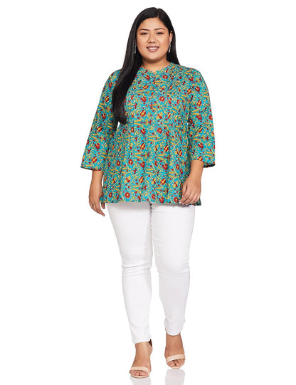 Myx Women's Cotton Printed A-line Short Kurti