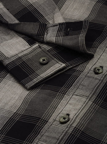 The Indian Garage Co Men's Cotton Slim Fit Checkered