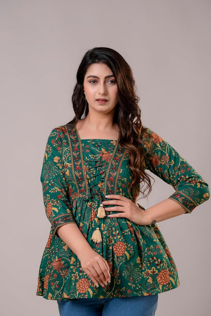 FASHION YANTRA Womens Printed Embroidery Top