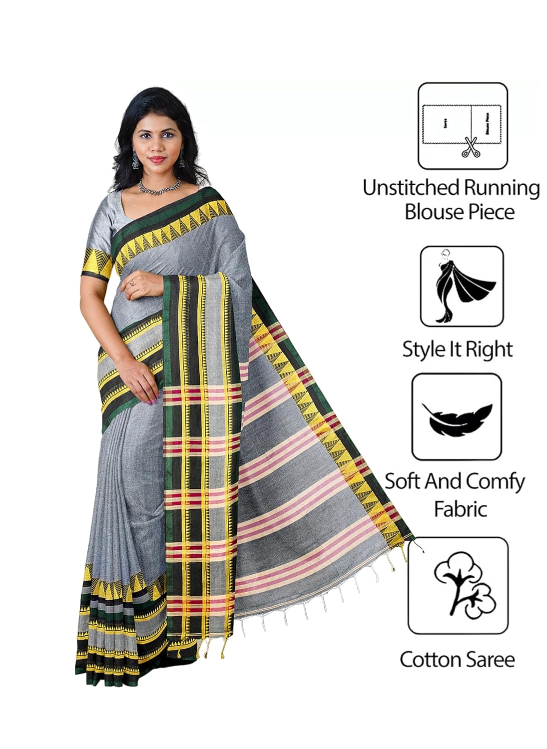 Handloom Saree With Unstitched Running Blouse Piece