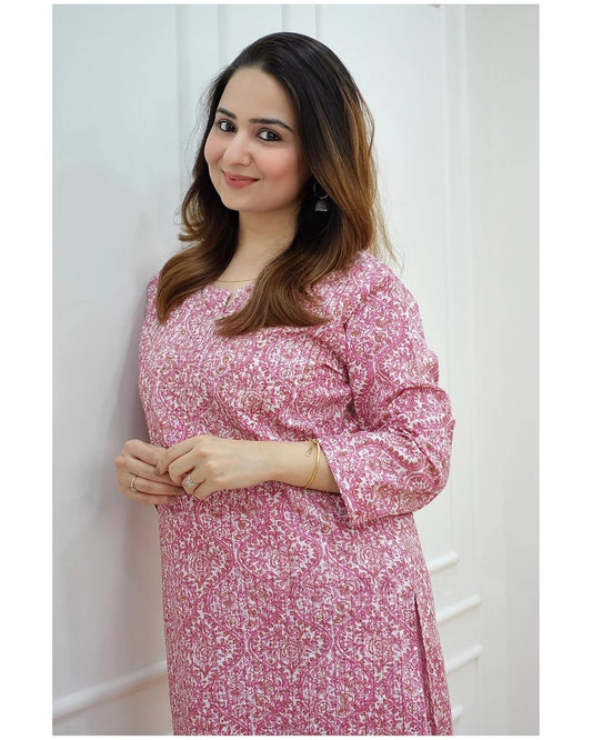 Women's Viscose Croset Work Kurta And Pant Set