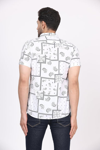 CVC Men's Regular Fit Half Sleeve Printed Shirt