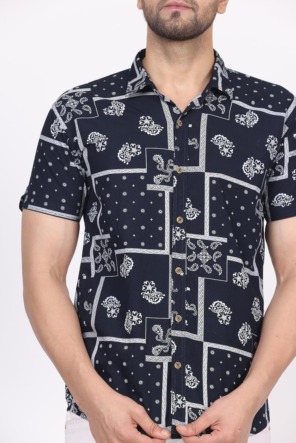CVC Men's Regular Fit Half Sleeve Printed Shirt