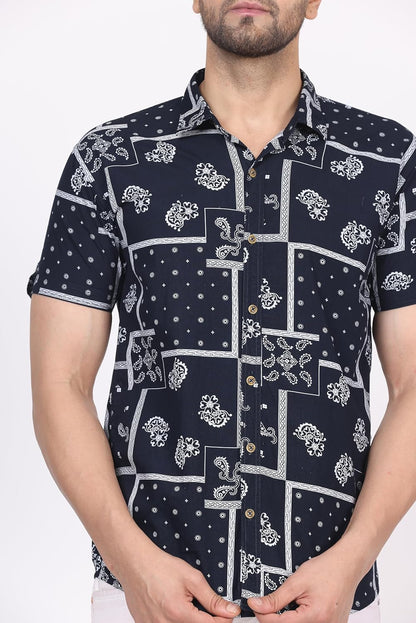 CVC Men's Regular Fit Half Sleeve Printed Shirt