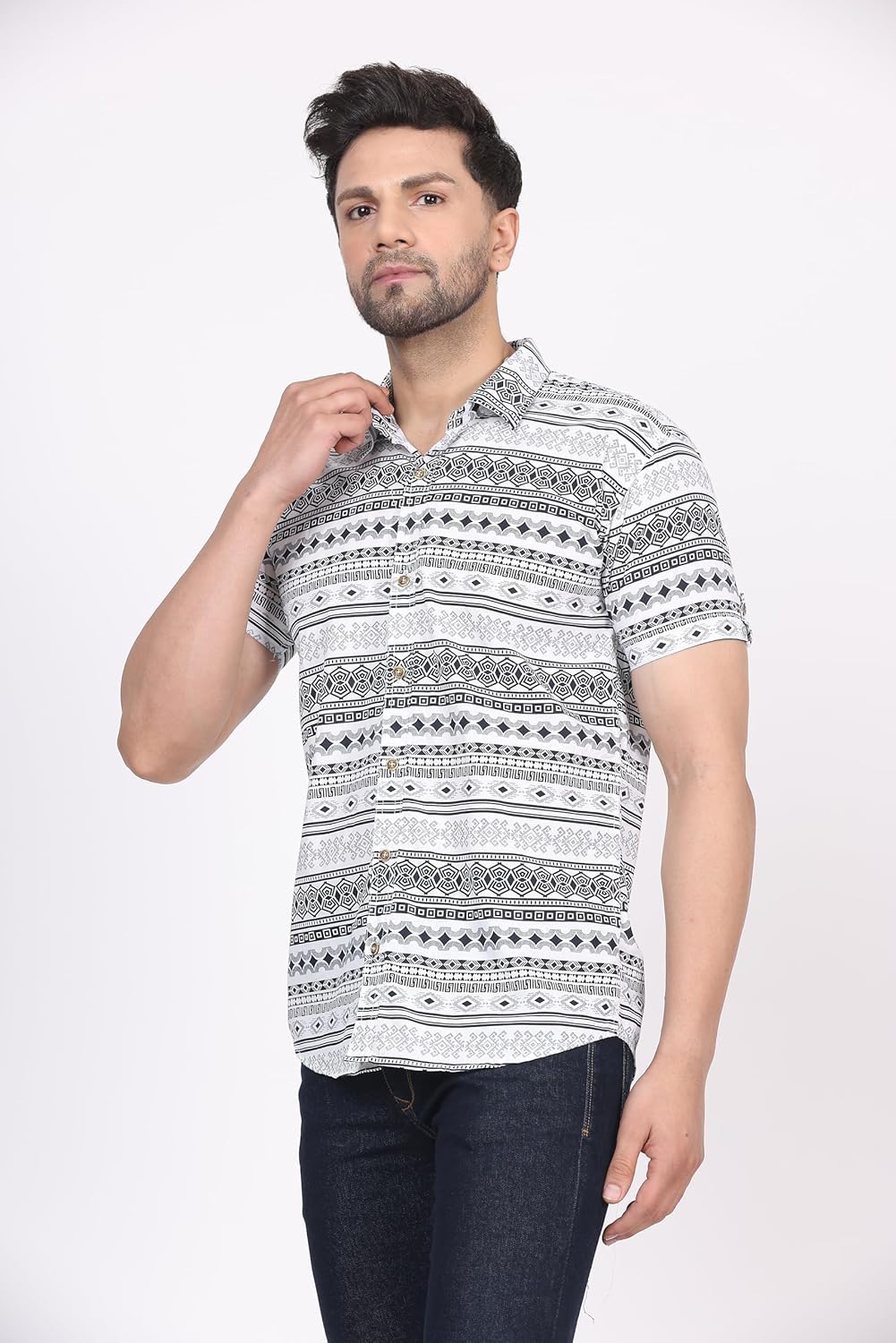 CVC Men's Regular Fit Half Sleeve Printed Shirt