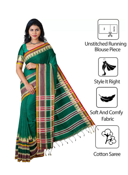 Handloom Saree With Unstitched Running Blouse Piece