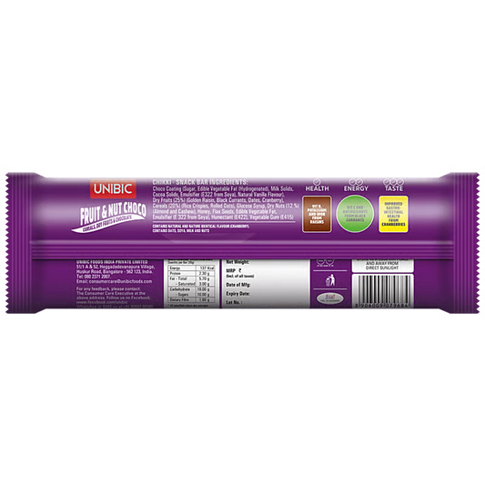Unibic Snack Bar, Fruit & Nut, Choco, 30 G