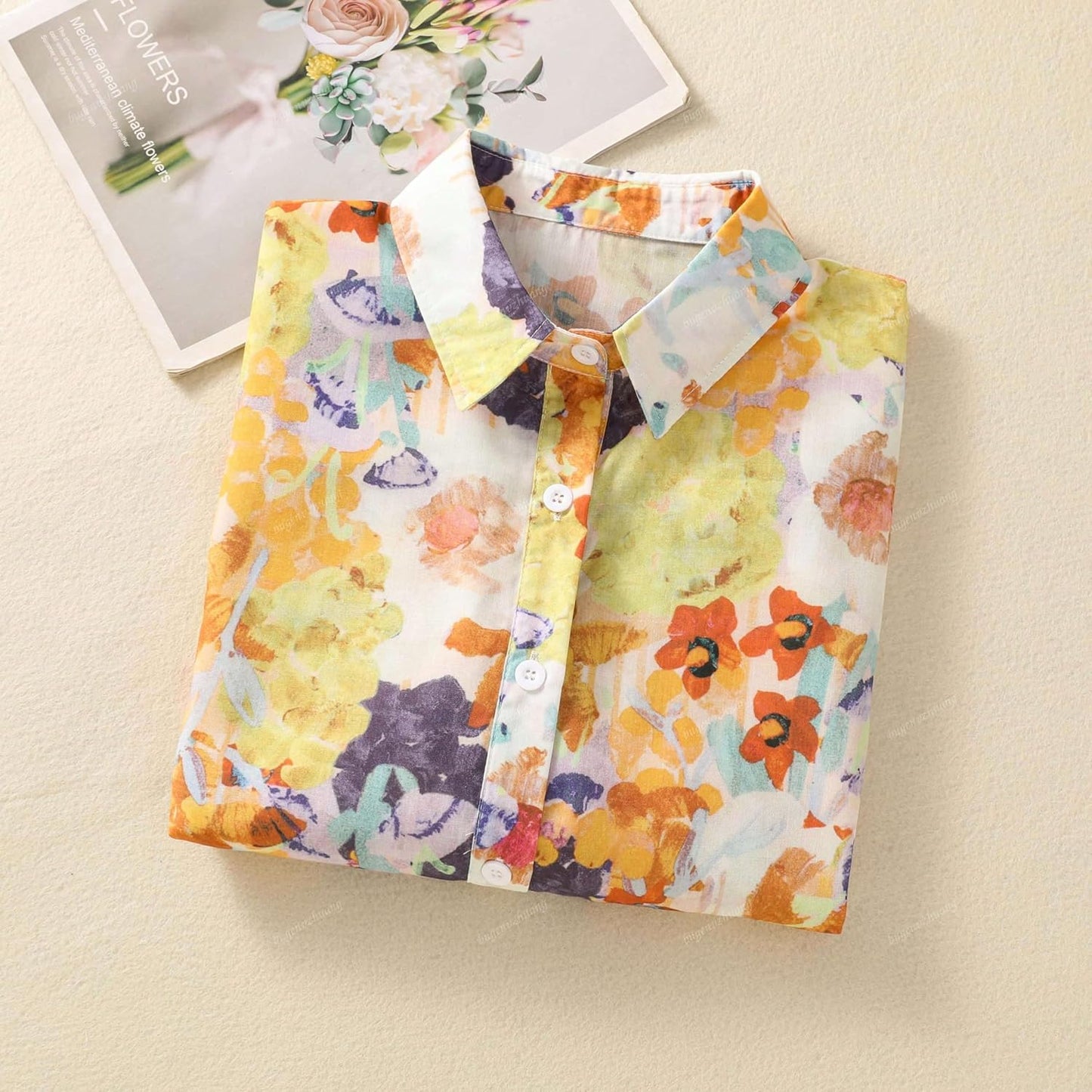 Gufrina Women Mustard Multicolor Floral Print Button