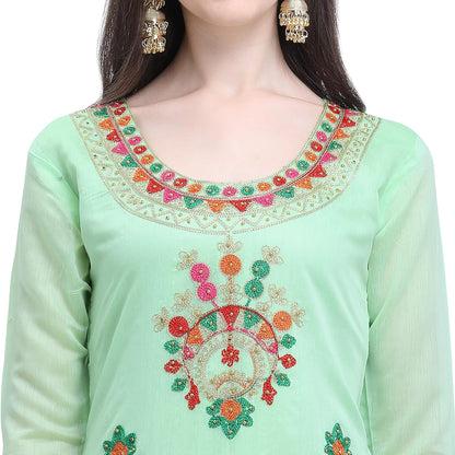 EthnicJunction Women's Chanderi Cotton Embroidered