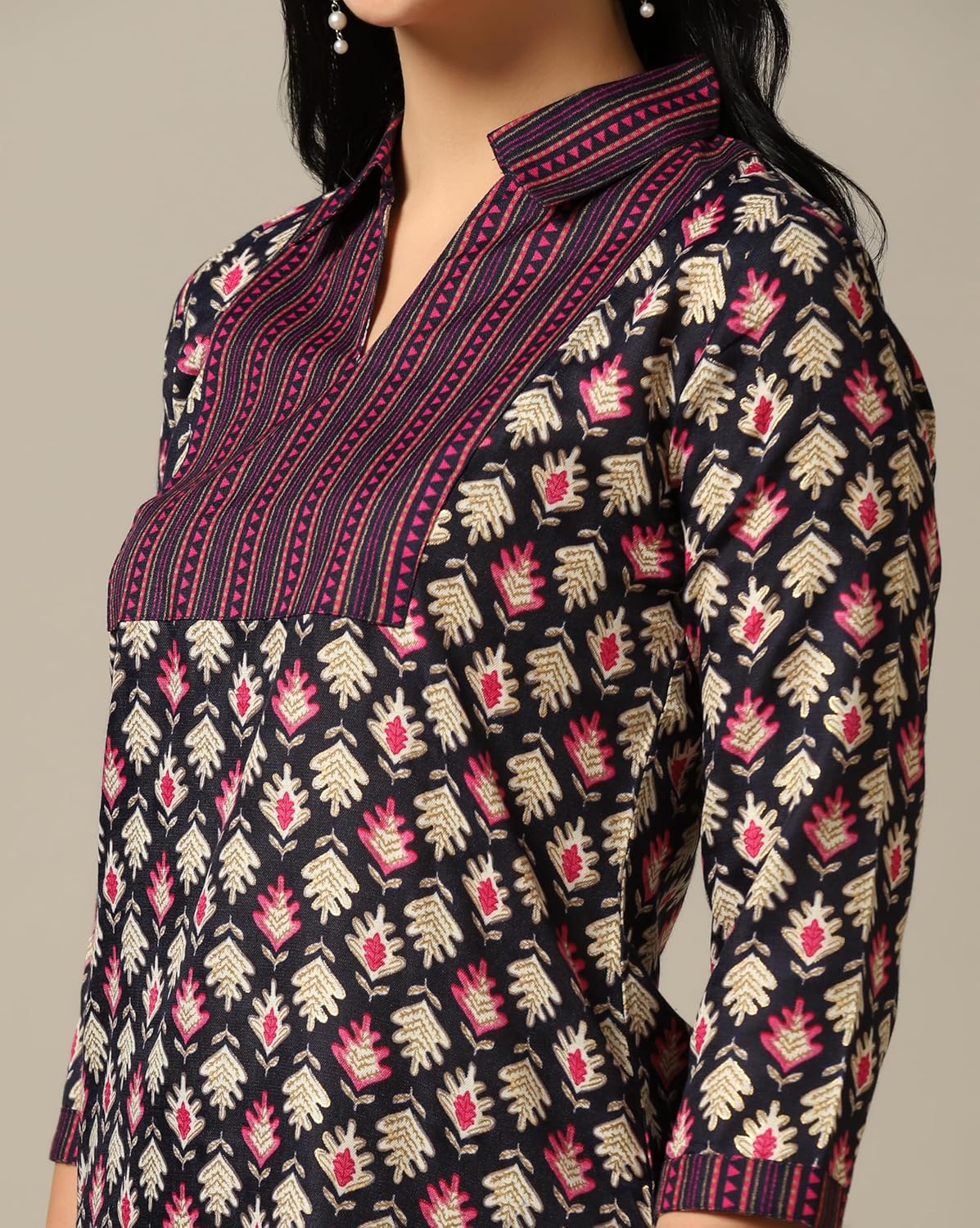 Women's Cotton Blend Printed Straight Kurta with Pant