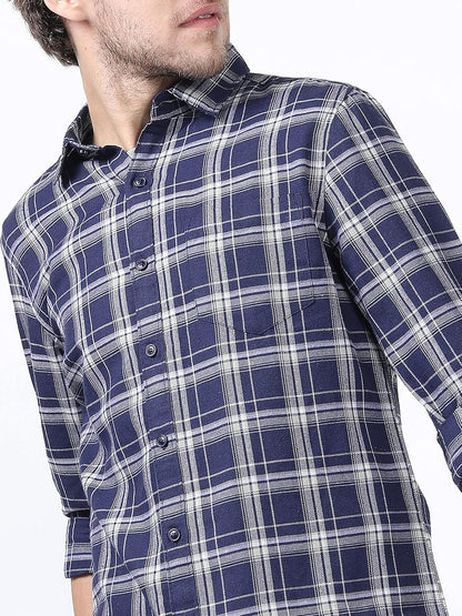 KETCH Men's Polyester Slim Fit Checked Full Sleeve Shirt