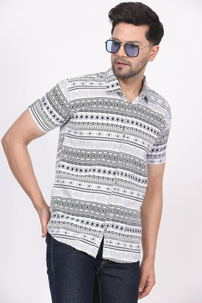 CVC Men's Regular Fit Half Sleeve Printed Shirt