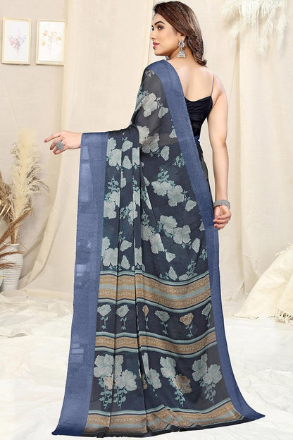 Floral Printed Saree with Blouse Piece