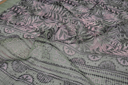 KotaDoriaPolyester Mix Leaf Floral Printed Saree