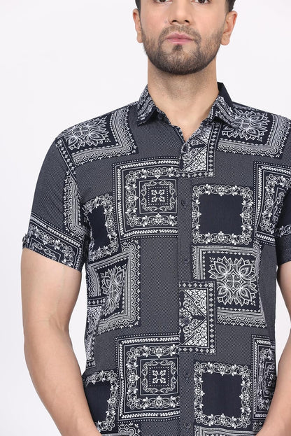 CVC Men's Regular Fit Half Sleeve Printed Shirt