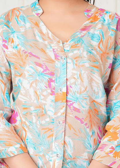 Lamenda Fashions Floral Printed Shirt Style Top