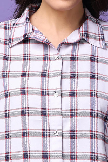 POPWINGS Casual Checks Print Shirt for Women