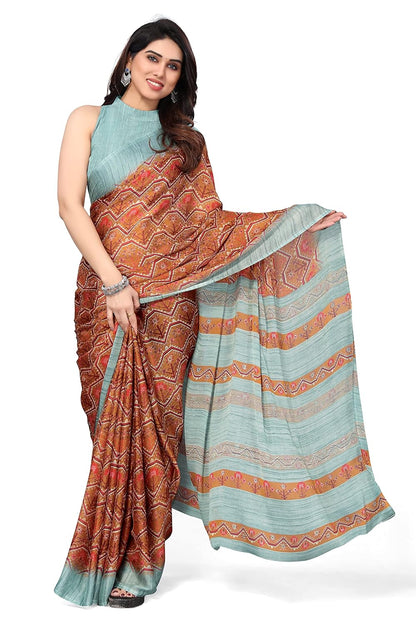 Chiffon Printed Women Saree with Blouse Piece