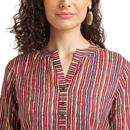 NAINVISH Tops for Women Printed Regular Fit Shirt Top for Women|Tops for Women Stylish Latest|Office Wear Tops for Women|Cotton Blend Tops for Women