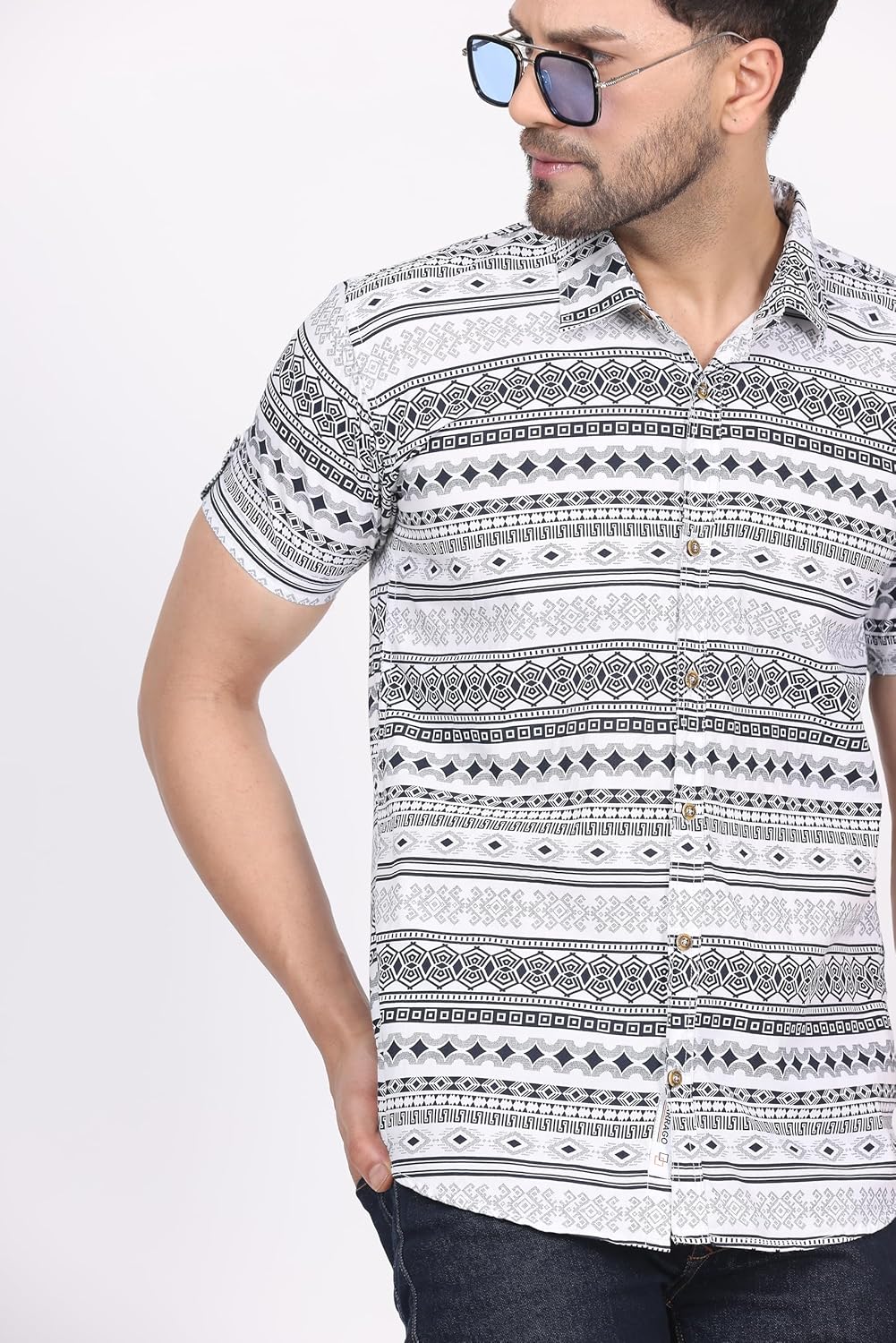 CVC Men's Regular Fit Half Sleeve Printed Shirt