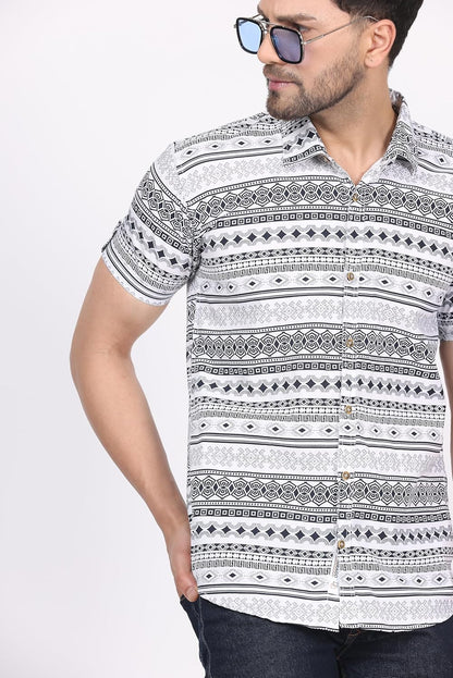 CVC Men's Regular Fit Half Sleeve Printed Shirt