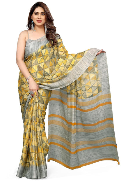 Women's Chiffon Printed Saree with BlousePiece