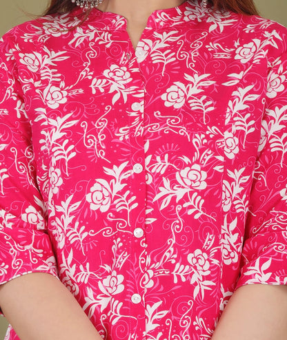 Gudwear Stylish Printed Button Down Style Shirt Top for Women