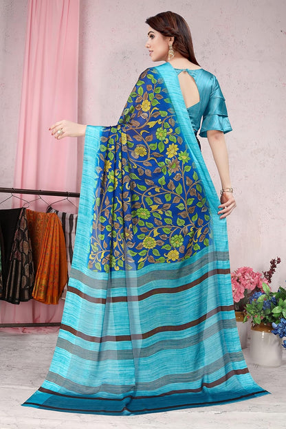 Floral Printed Saree with Blouse Piece