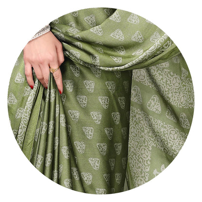 Women's Chiffon Block Printed Saree with Blouse Piece