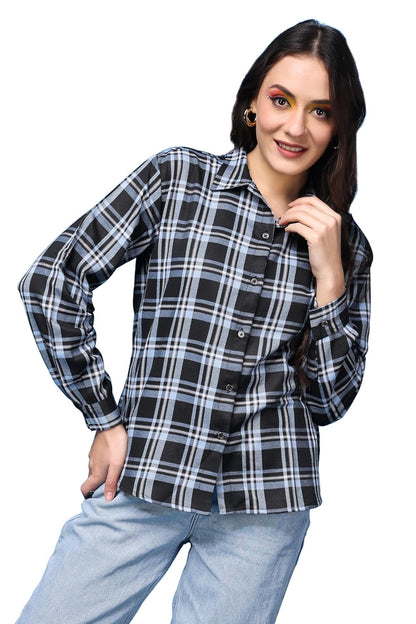 POPWINGS Casual Checks Print Shirt for Women