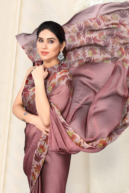 Chiffon Printed Women Saree with Blouse Piece