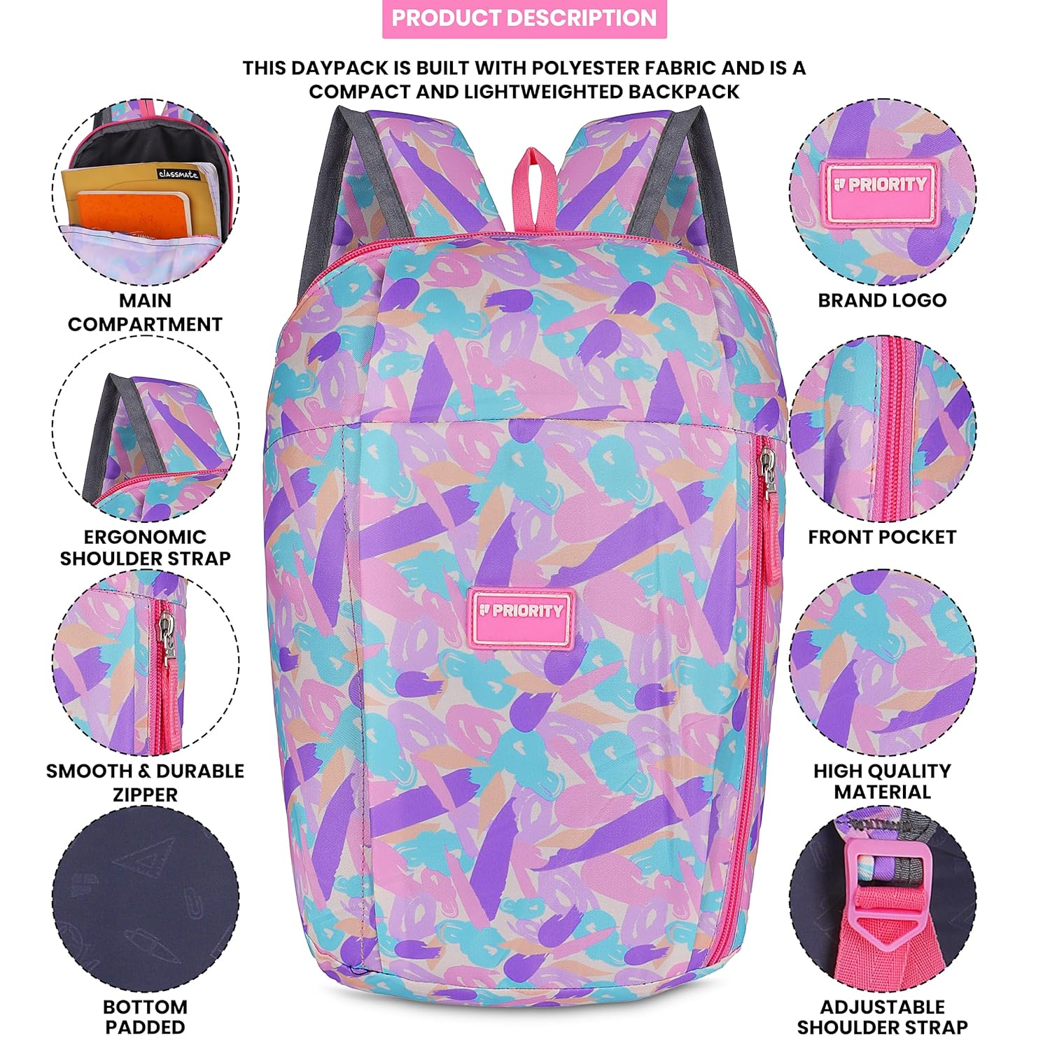 Priority 10 Ltr Trendy Small Casual Day Backpack - alphahostel.in