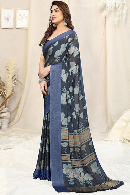 Floral Printed Saree with Blouse Piece
