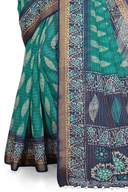 Women's Fancy Cotton  Printed Saree with Blouse Piece