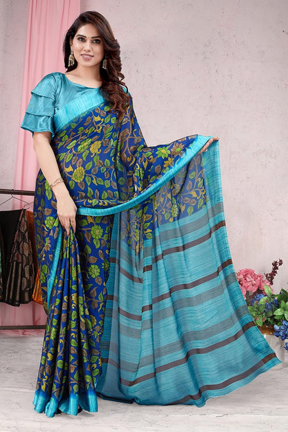 Floral Printed Saree with Blouse Piece